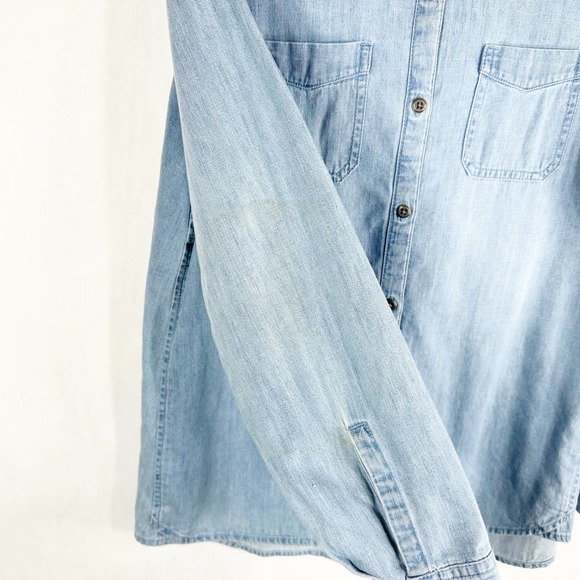 J Jill XS Shirt Button Down‎ Denim Light Blue Top Blouse Jean Cotton Women 370 - Picture 8 of 9